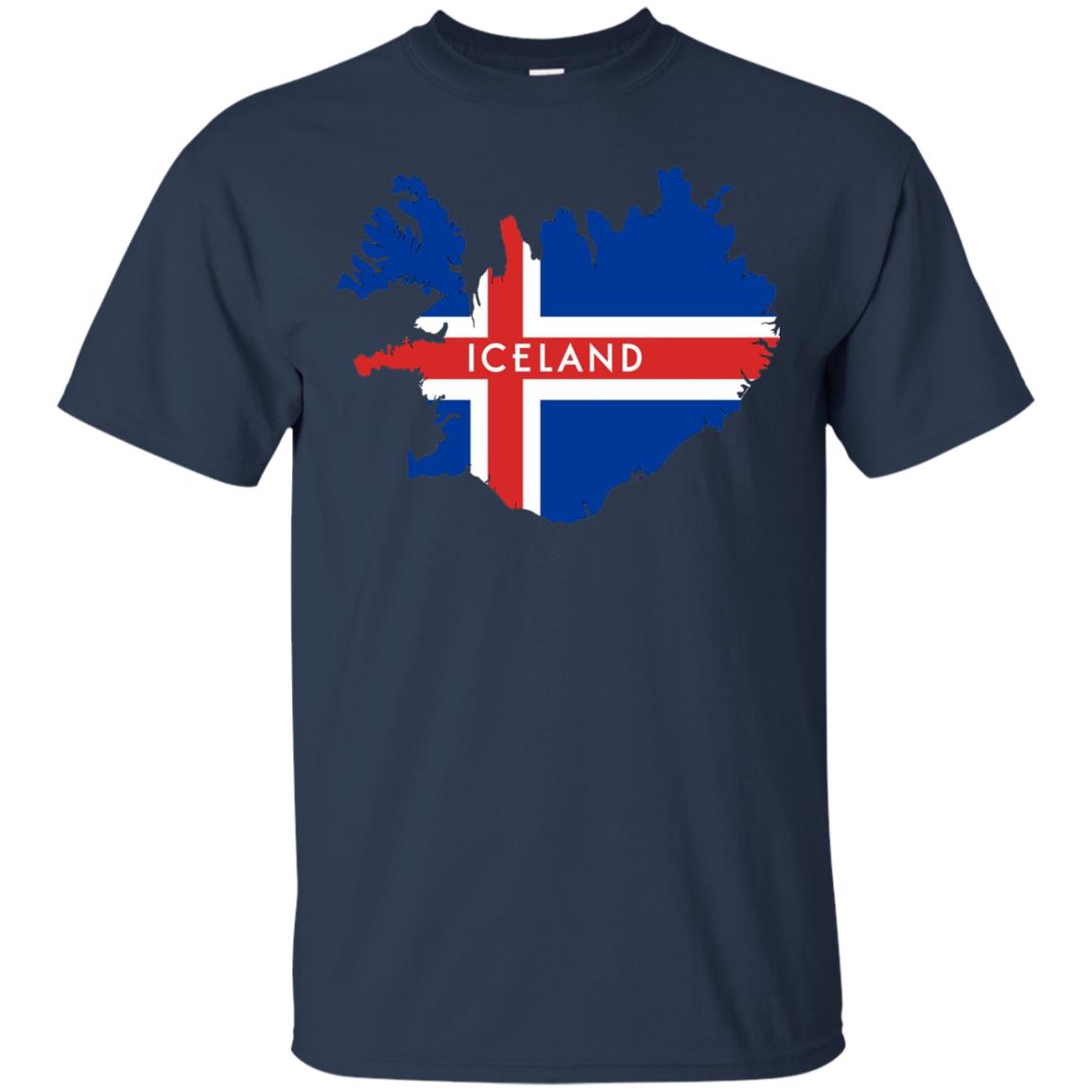 Iceland T-shirt With Flag And Map Navy