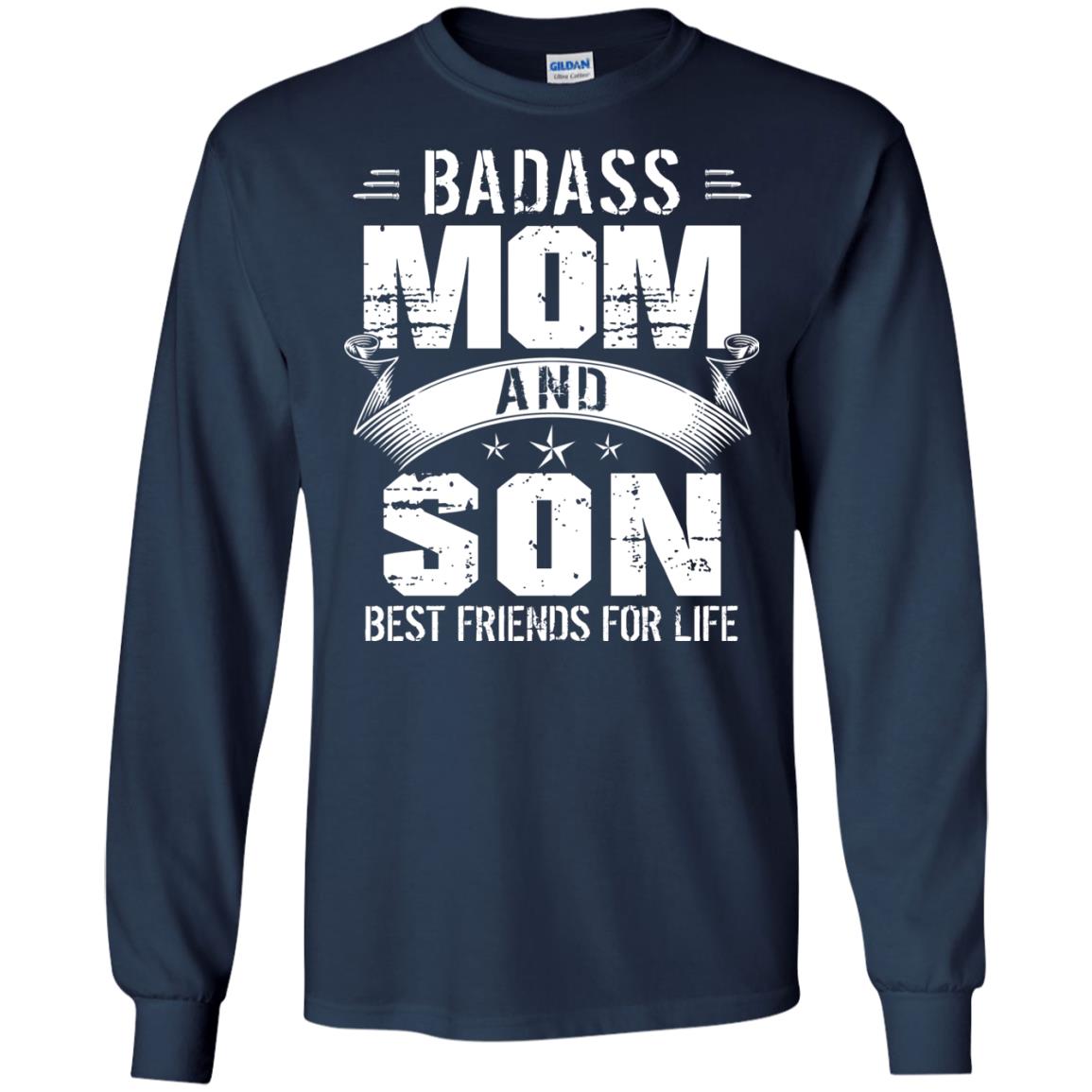 Badass Mom And Son Best Friends For Life Shirt Navy