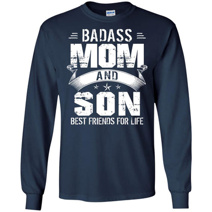 Badass Mom And Son Best Friends For Life Shirt Navy