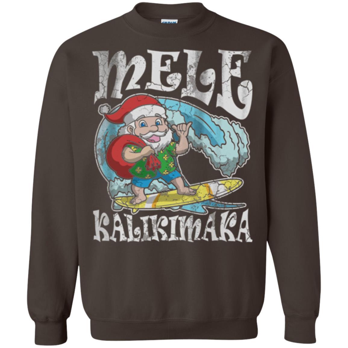 Christmas T-shirt Mele Kalikimaka Santa Hawaii Dark Chocolate