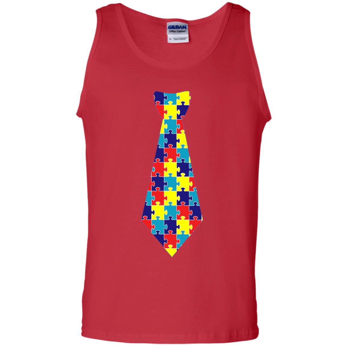 Autism Awareness T-shirt Puzzle Neck Tie 2018 Red