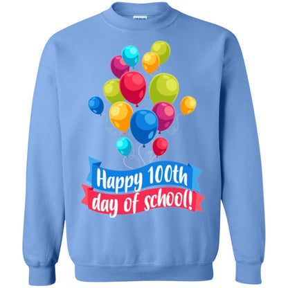 Happy 100th Day Of School Colorful Balloons Funny T-shirt Carolina Blue