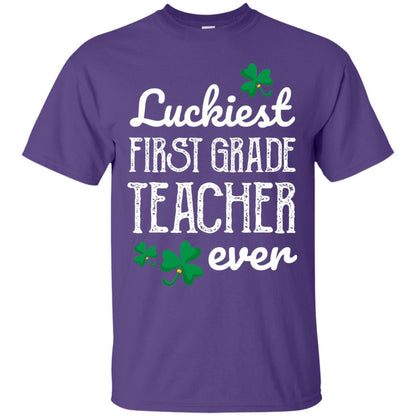 Luckiest First Grade Teacher Ever St. Patricks Day T-shirt Purple