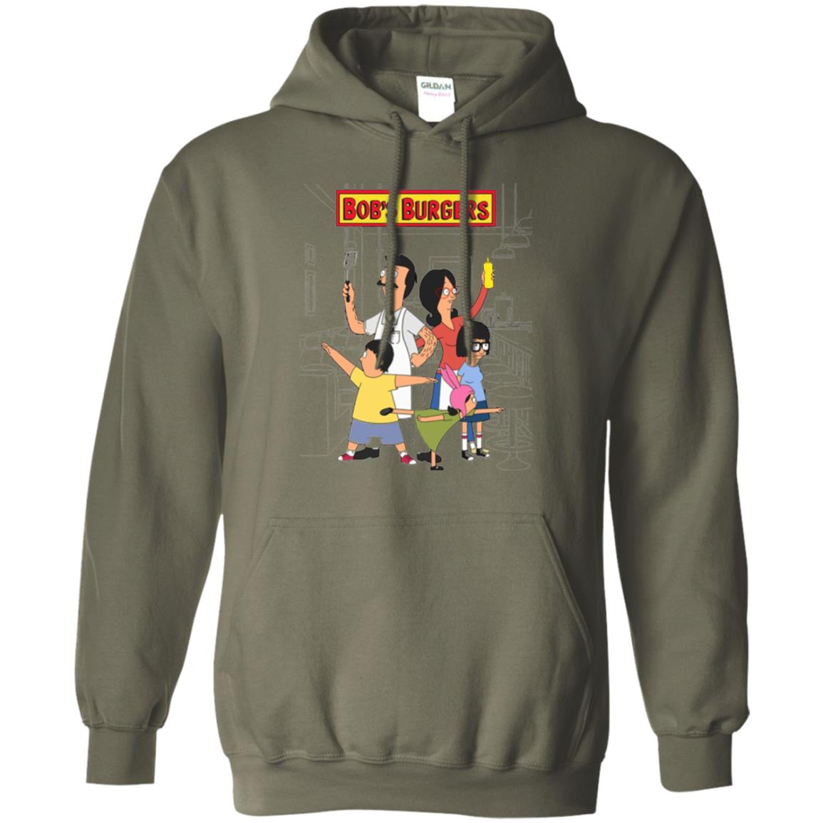 Family Group Hero Pose T-shirt Bob_s Burgers Military Green