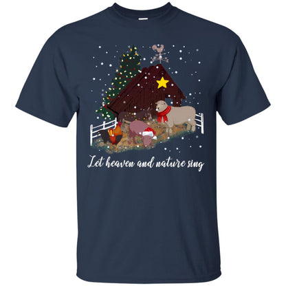 Let Heaven And Nature Sing Farming Farmer X-mas Gift Shirt Navy