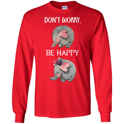 Don't Worry Be Happy Elephant Best Quote Shirt Red