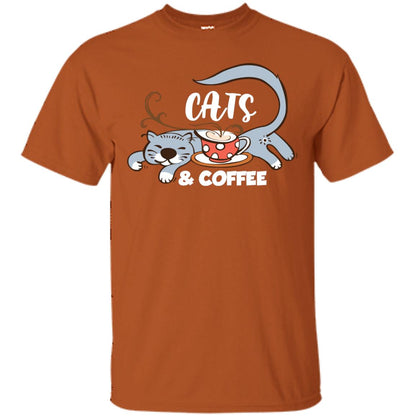 A Good Day Start With Cat And Coffee Cat Lover T-shirt Texas Orange