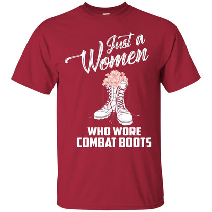 Just A Woman Who Wore Combat Boots Female Veteran T-shirt Cardinal