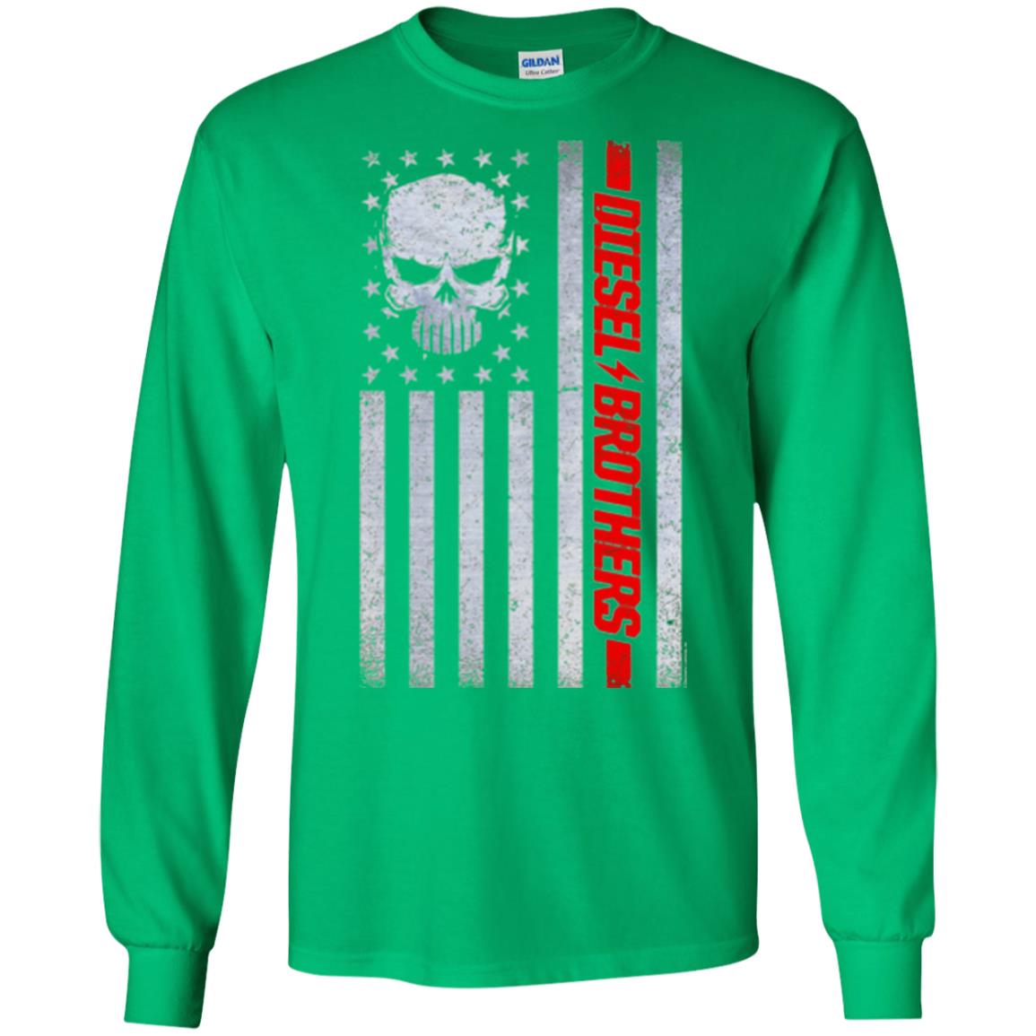 Grungy American Flag Skull T-shirt Diesel Brothers Irish Green