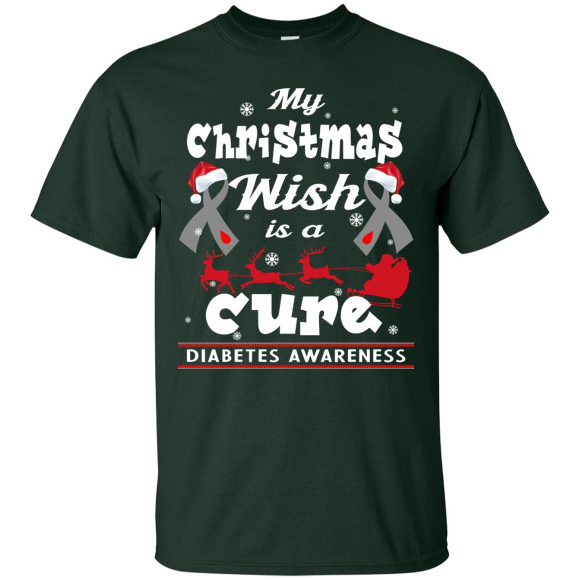 My Christmas Wish Is A Cure Diabetes Awareness X-mas Gift Shirt Forest