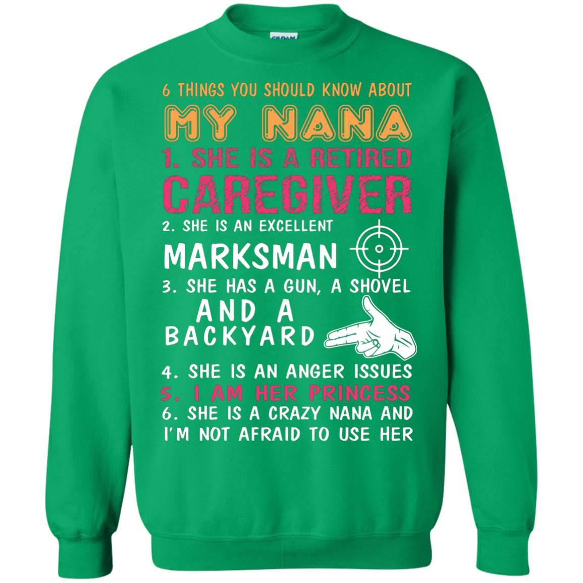 Family T-Shirt 6 Things You Should Know About My Nana Irish Green