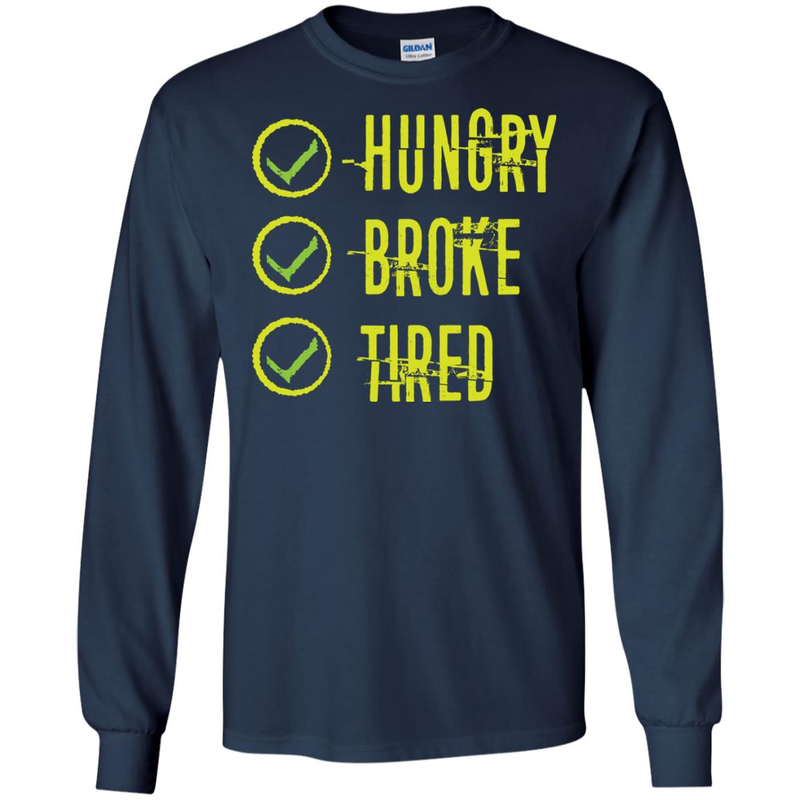 Hungry Broke Tired Check Mark T-shirt Navy