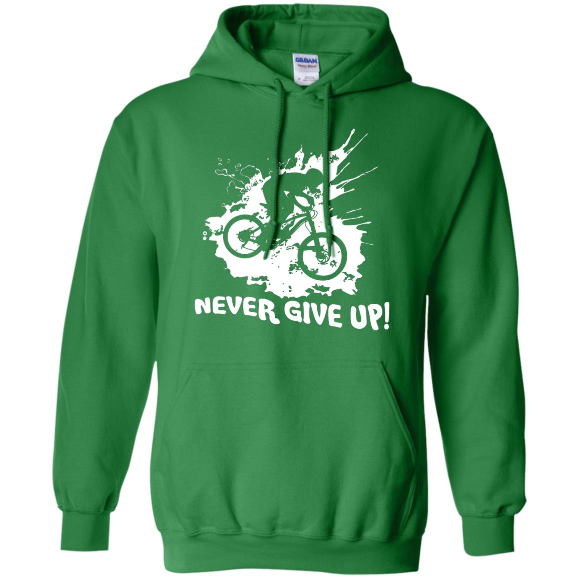 Biker T-shirt Never Give Up Irish Green