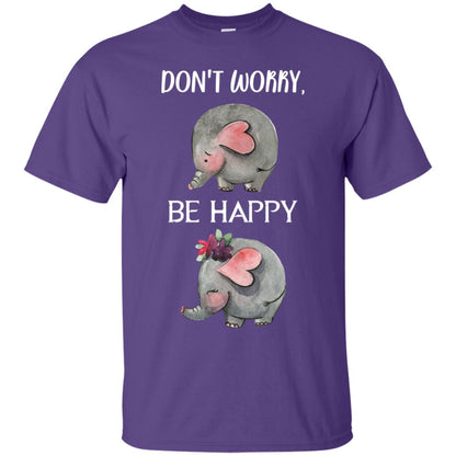 Don't Worry Be Happy Elephant Best Quote Shirt Purple