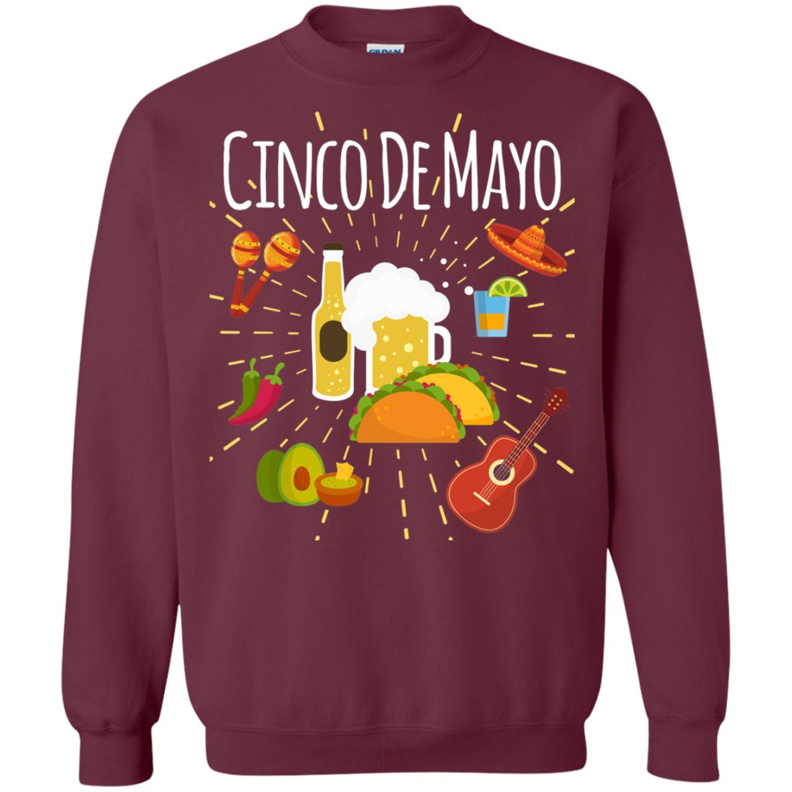 Cinco De Mayo Beer Tacos Guitar Mexico Shirt Maroon