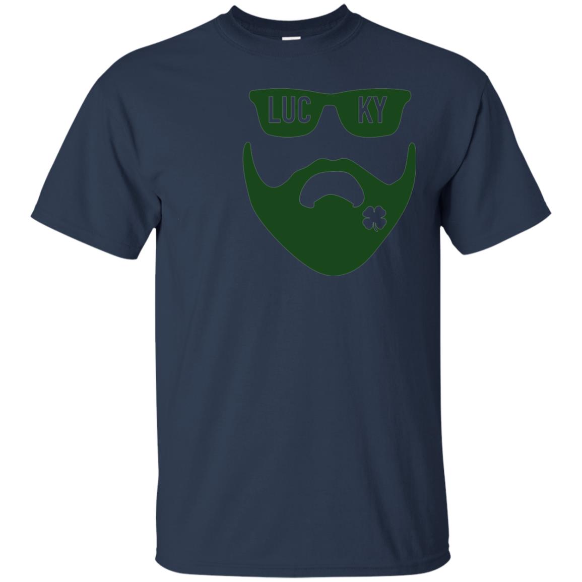 Green Bearded Clover Lucky Charm St. Patrick_s Day T-shirt Navy