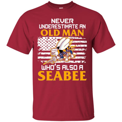 Navy Seabee Veteran T-shirt Never Underestimate An Old Man Cardinal