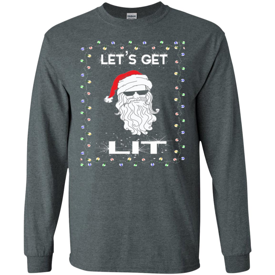 Christmas T-shirt Let_s Get Lit Dark Heather