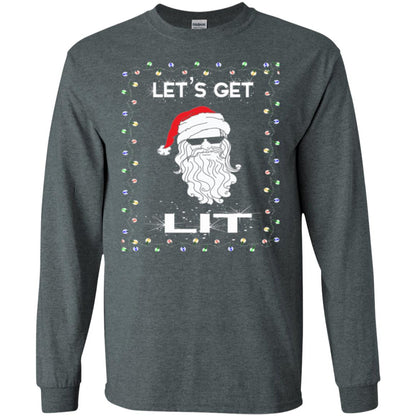 Christmas T-shirt Let_s Get Lit Dark Heather