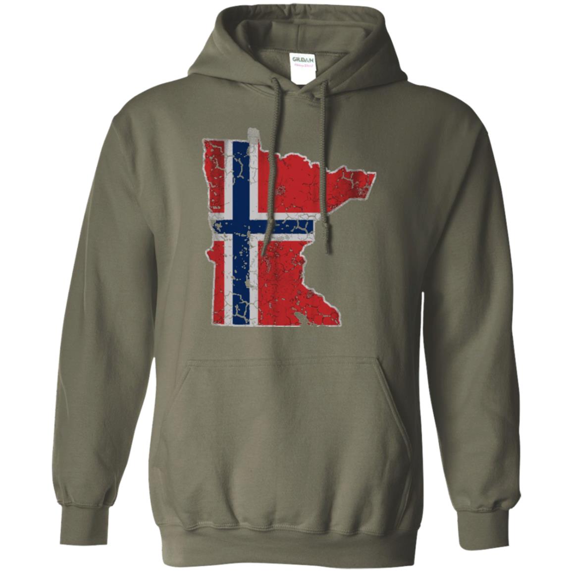 Minnesota Norwegian American Norge Norway Flag T-shirt Military Green