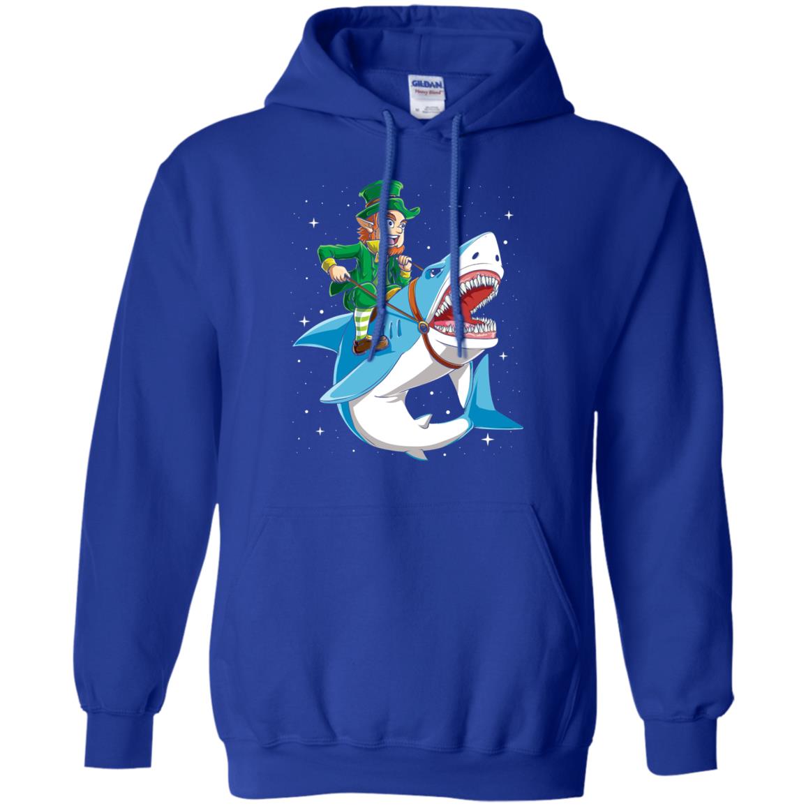 Leprechaun Riding Shark St Patricks Day T-shirt Royal