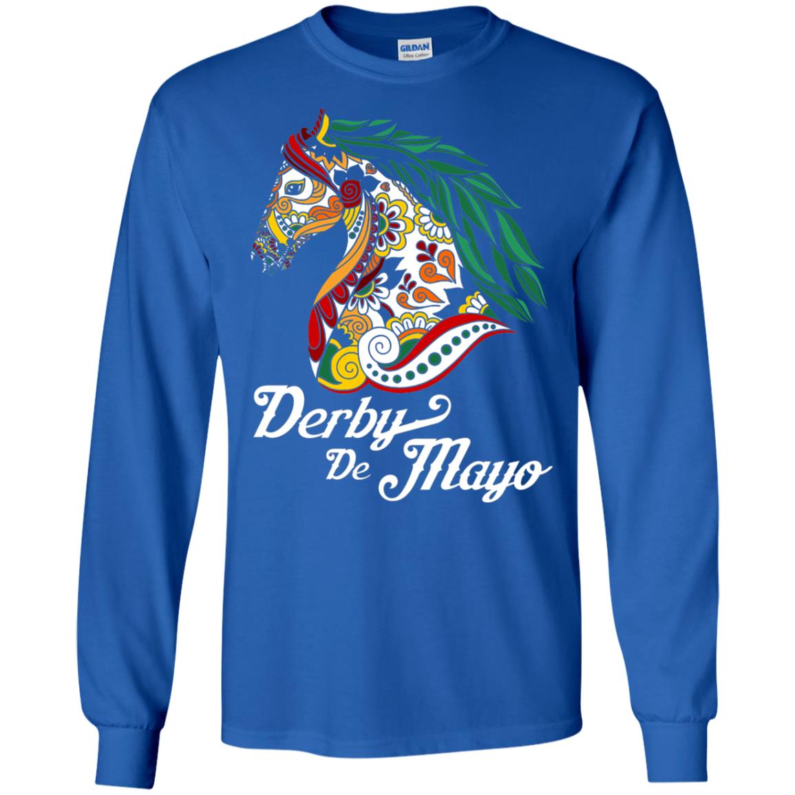 Derby Cinco De Mayo Floral Horse Race T-shirt Royal
