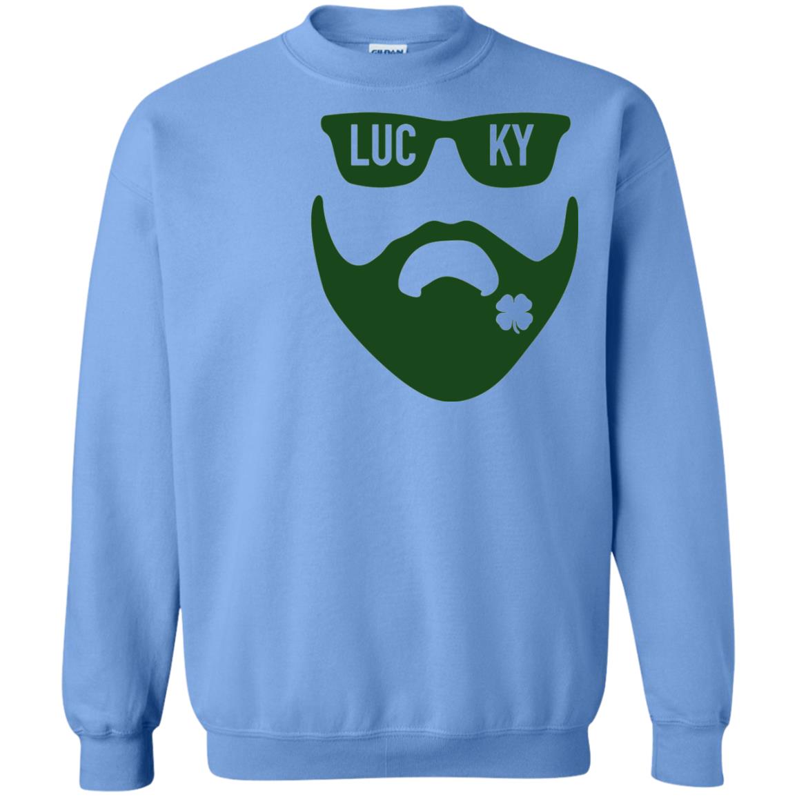 Green Bearded Clover Lucky Charm St. Patrick_s Day T-shirt Carolina Blue