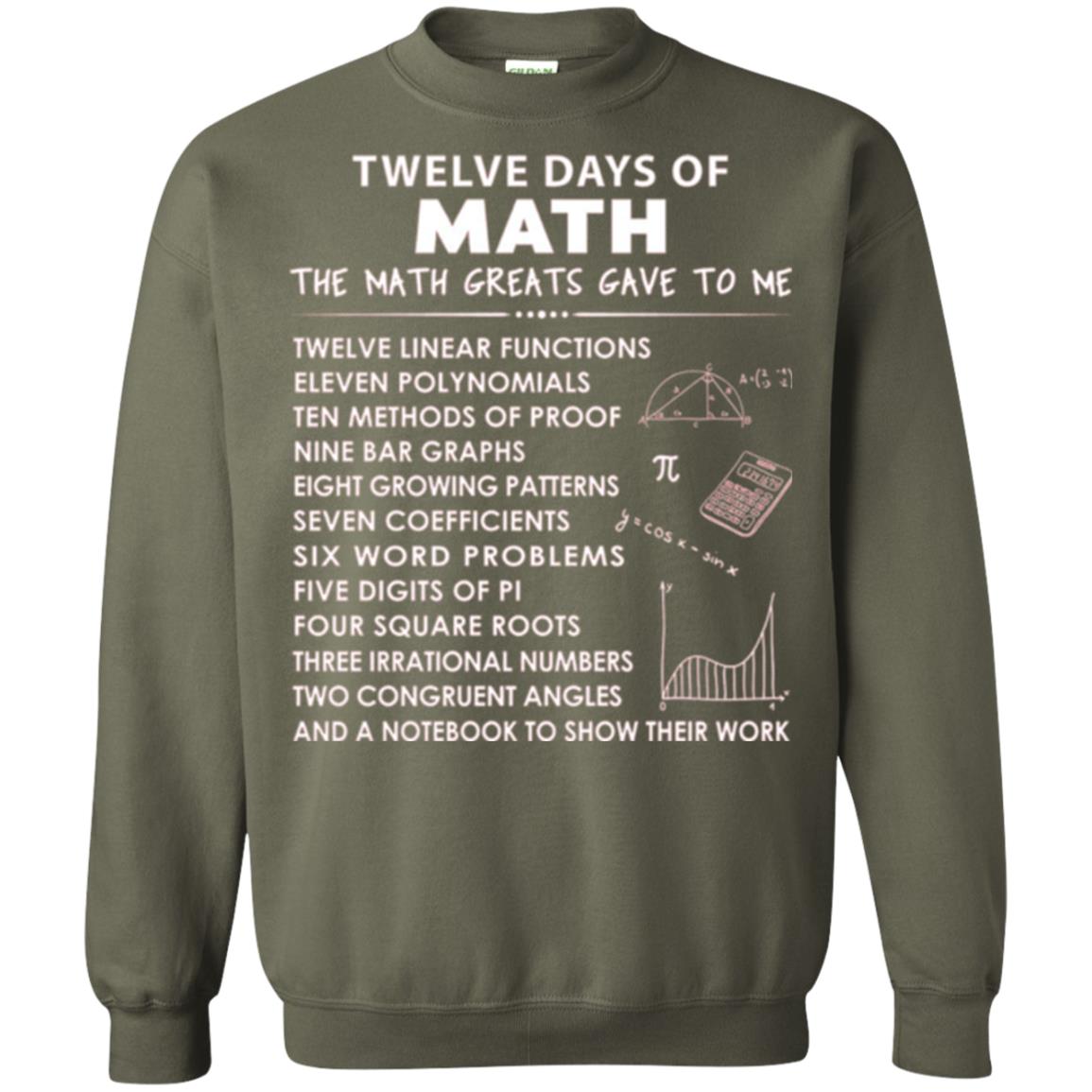 Math T-shirt Twelve Days Of Math Military Green
