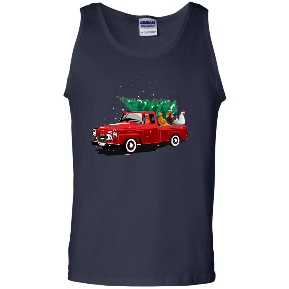 Chickens On Car Merry Christmas Gift Shirt For Mens Womens Navy