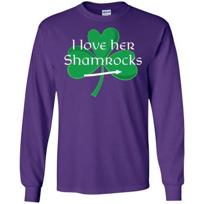 Saint Patrick_s Day T-shirt I Love Her Shamrocks Purple