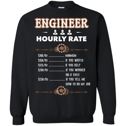 Engineer Hourly Rate Shirt For Mens Or Womens Black