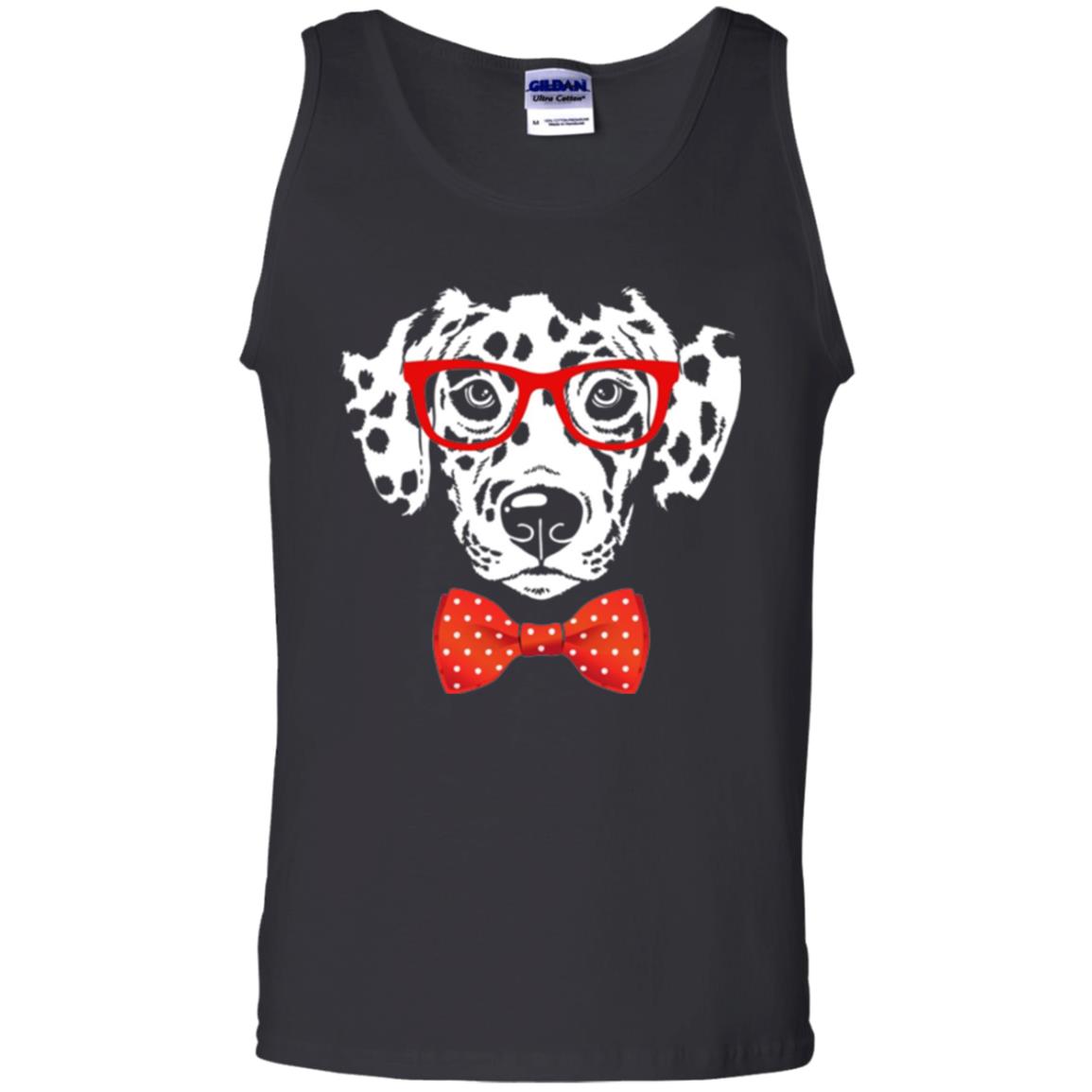 Dog Lover T-shirt Hipster Dog Dalmatian Wearing Glasses Black