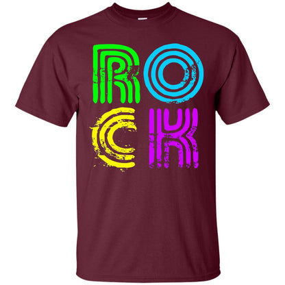 Bright Neon Colours Rock 80_s Retro Theme T-shirt Maroon