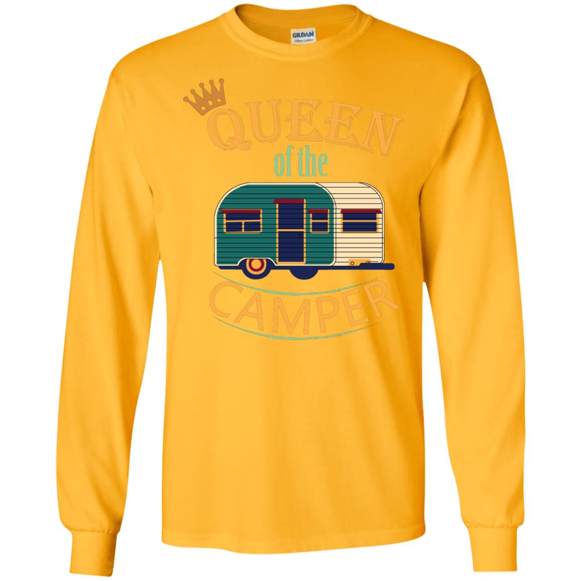 Queen Of The Camper Camping Lover Shirt Gold