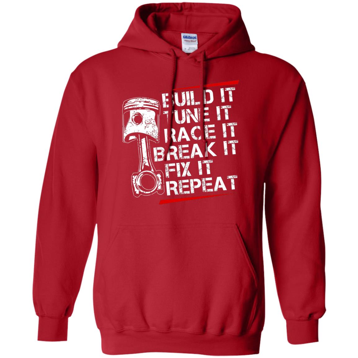 Build It Tune It Race It Break It Fix It Repeat Racecar Steps T-shirt Red