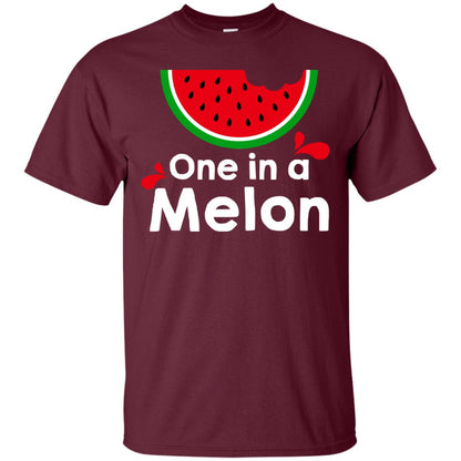 One In A Melon Watermelon Funny Fruit Pun Shirt Maroon