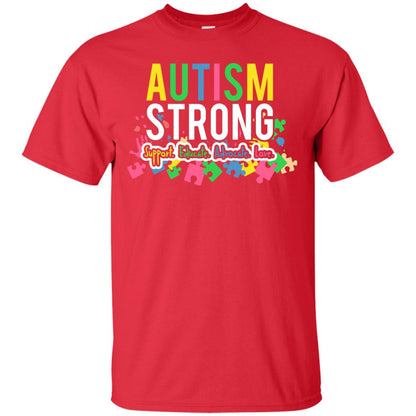 Autism Strong Support Educate Advocate Love Autism Awearness T-shirt Red