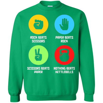 Fitness Gym Sports T-shirt Funny Nothing Beats Kettlebells Irish Green
