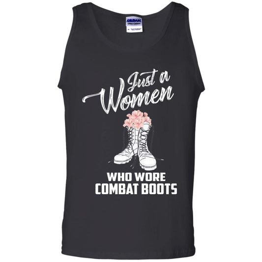Just A Woman Who Wore Combat Boots Female Veteran T-shirt Black