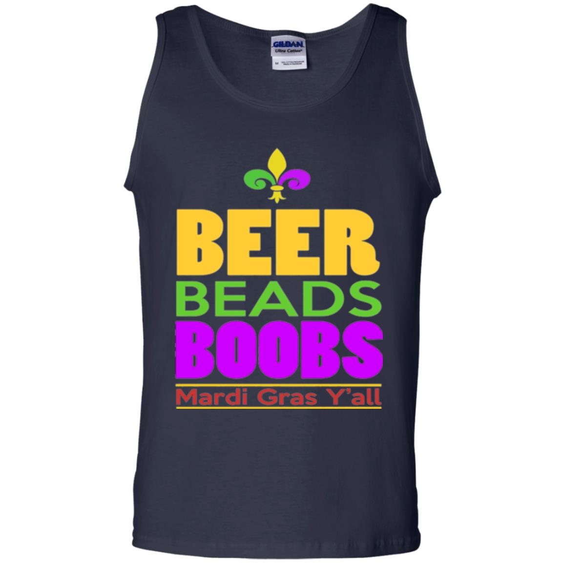 Mardi Gras T-shirt Beer Beads Boobs Navy