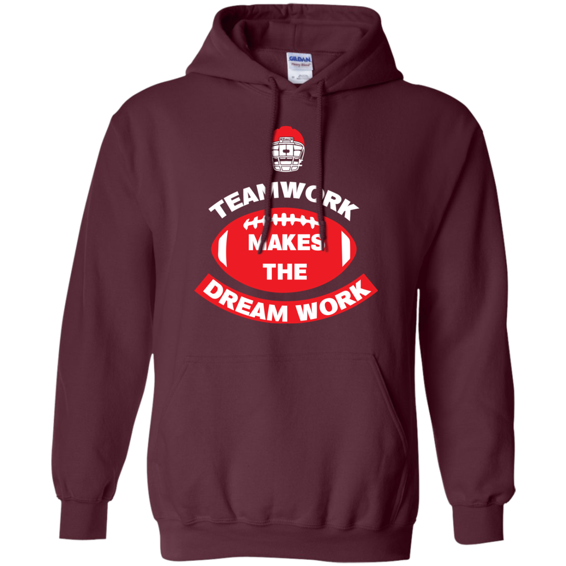 Football T-shirt TeamWork Makes The Dreamwork Maroon