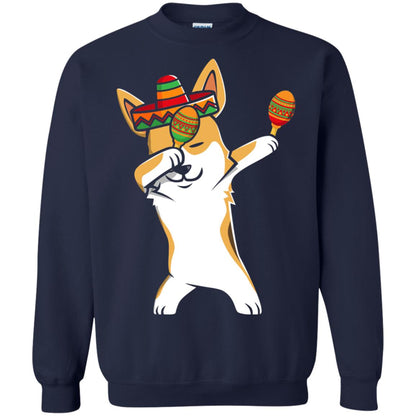 Dabbing Corgi Funny Cinco De Mayo T-shirt Navy