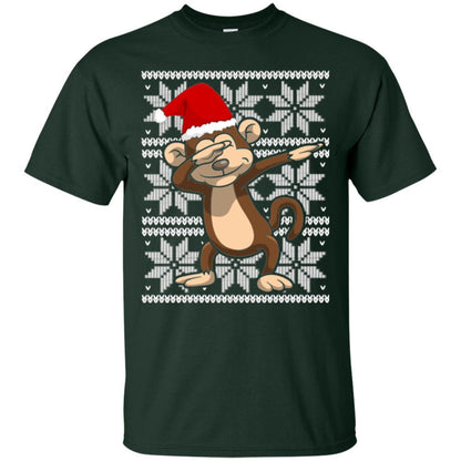 Christmas T-shirt Dabbing Monkey Forest Green
