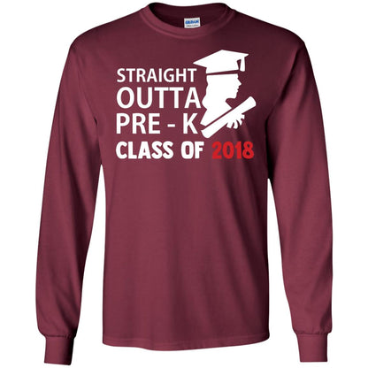 Straight Outta Pre-k Class Of 2018 Preschool Graduation Shirt Maroon