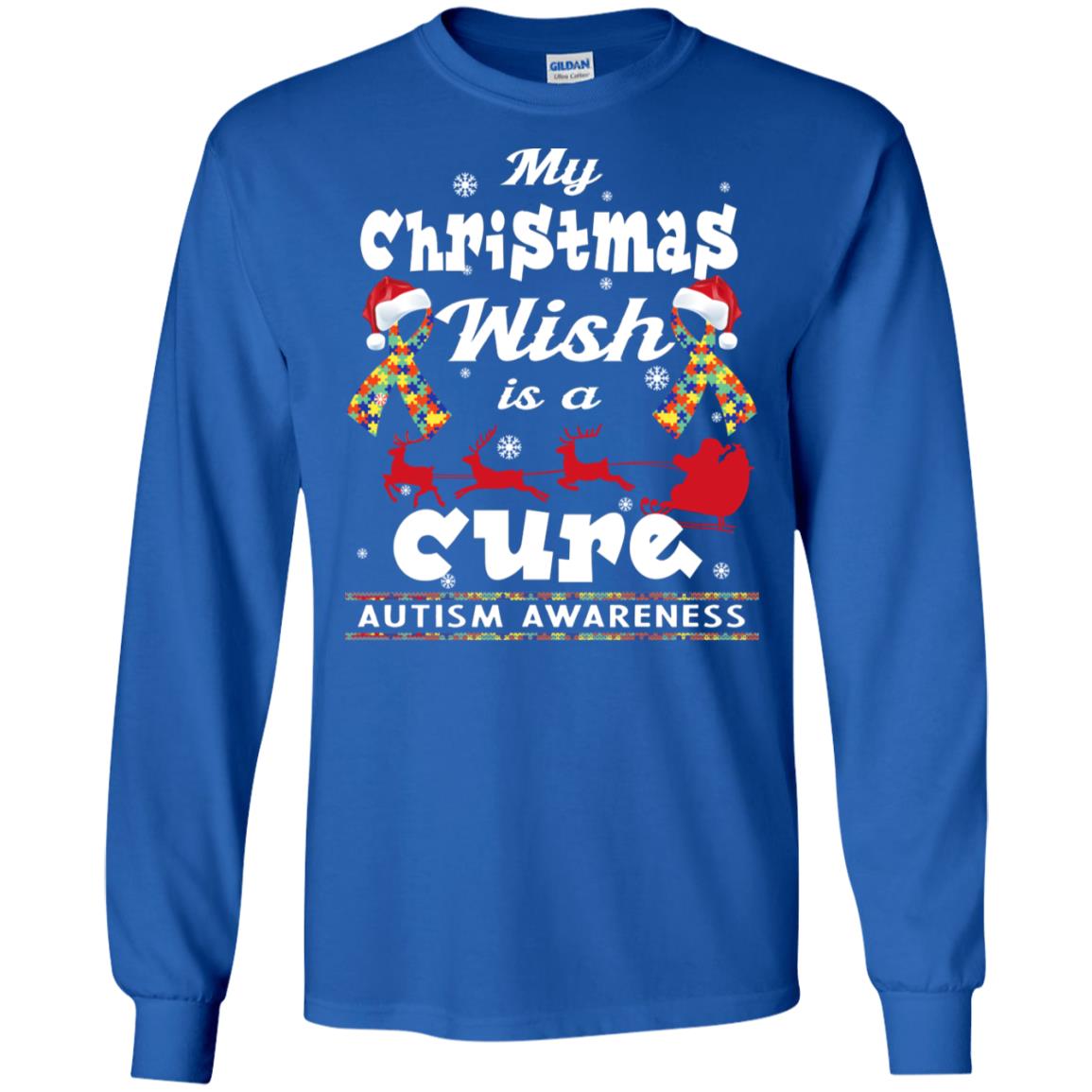 My Christmas Wish Is A Cure Autism Awareness X-mas Gift Shirt Royal