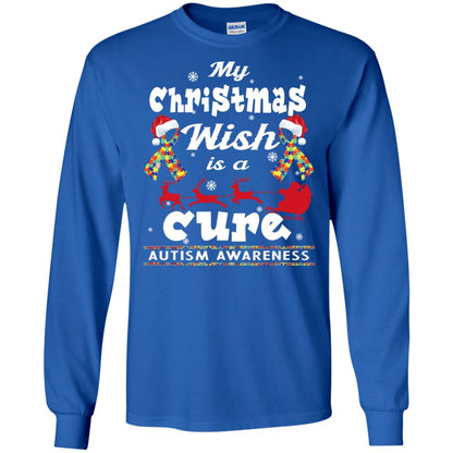 My Christmas Wish Is A Cure Autism Awareness X-mas Gift Shirt Royal