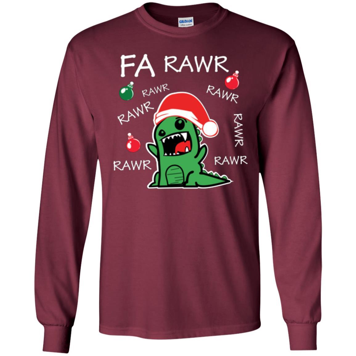 Christmas T-shirt Dinosaur Fa Rawr Maroon