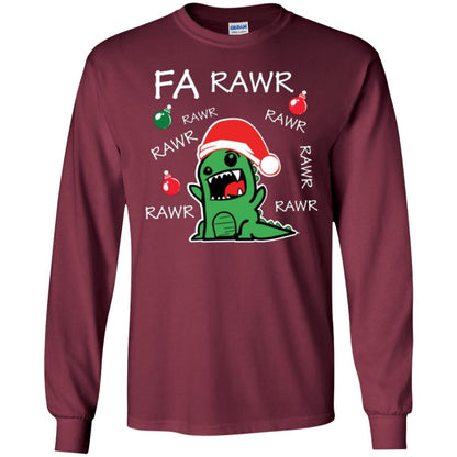 Christmas T-shirt Dinosaur Fa Rawr Maroon
