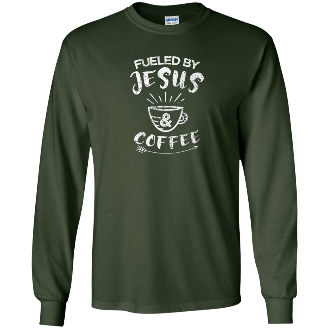 Fueled By Jesus And Coffee Coffee Lover T-shirt Forest Green