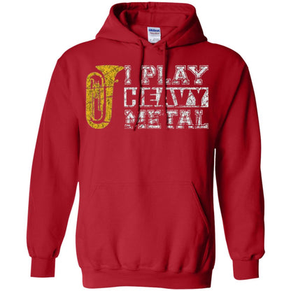 Funny Band Distressed T-shirt I Play Heavy Metal Red